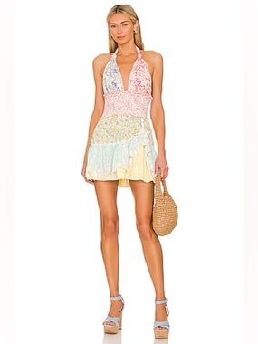 LoveShackFancy Cambria Halter Mini Dress